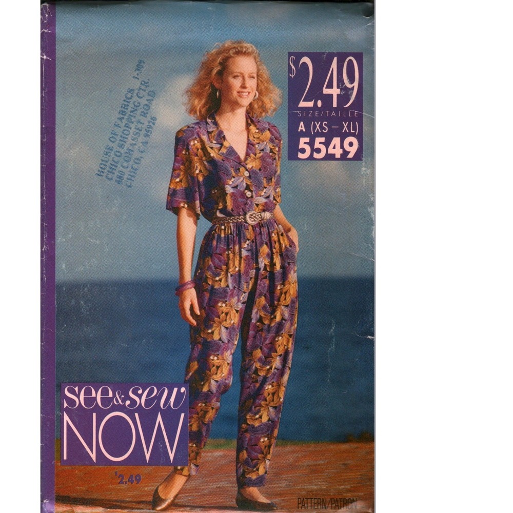 Vintage See & Sew NOW 5549 Sewing Pattern Misses Petite Shirt Pants XS-XL 90s